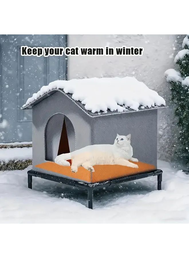 Large All Weather Heavy Duty Oxford Fabric Cat House With Thermal Pad - Image 1